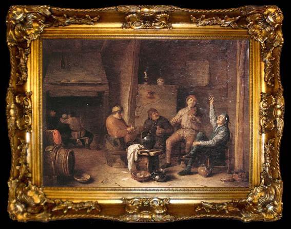 framed  Hendrick Martensz Sorgh A tavern interior with peasants drinking and making music, ta009-2